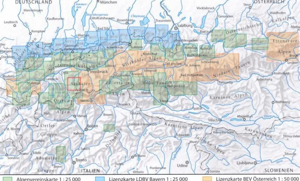 Alpenvereinskarte Oostenrijk|Granatspitzgruppe 39 weg+ski