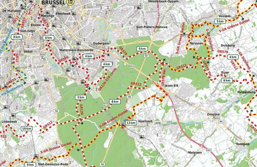 alta via Benelux|Wandelkaart 3 GR Antwerpen, Brussel & VL+West Brab