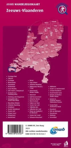 ANWB Benelux|Wandelregiokaart Zeeuws-Vlaanderen