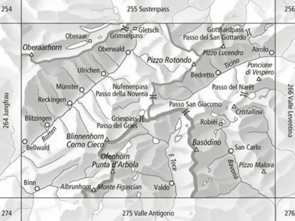 Bundesamt - Swisstopo Zwitserland|Skitoerkaart 265S Nufenenpass