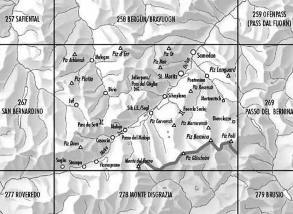 Bundesamt - Swisstopo Zwitserland|Topografische kaart 268 Julierpass