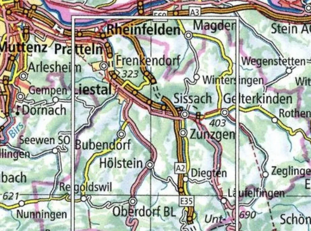 Bundesamt - Swisstopo Zwitserland|Wandelkaart Liestal Pratteln