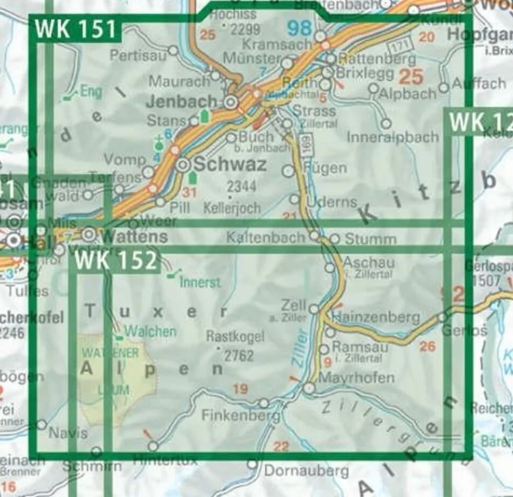 Freytag & Berndt Oostenrijk|Wandelkaart WK151 Zillertal - Tuxer Alpen