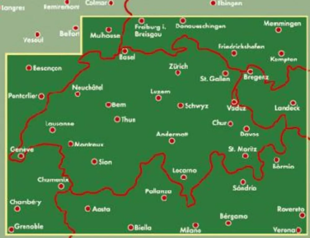 Freytag en Berndt Zwitserland|Wegenkaart Zwitserland