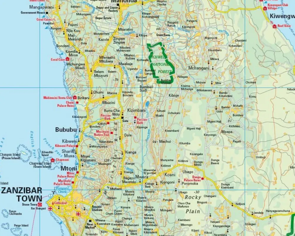 Freytag en Berndt Afrika|Wegenkaart Zanzibar