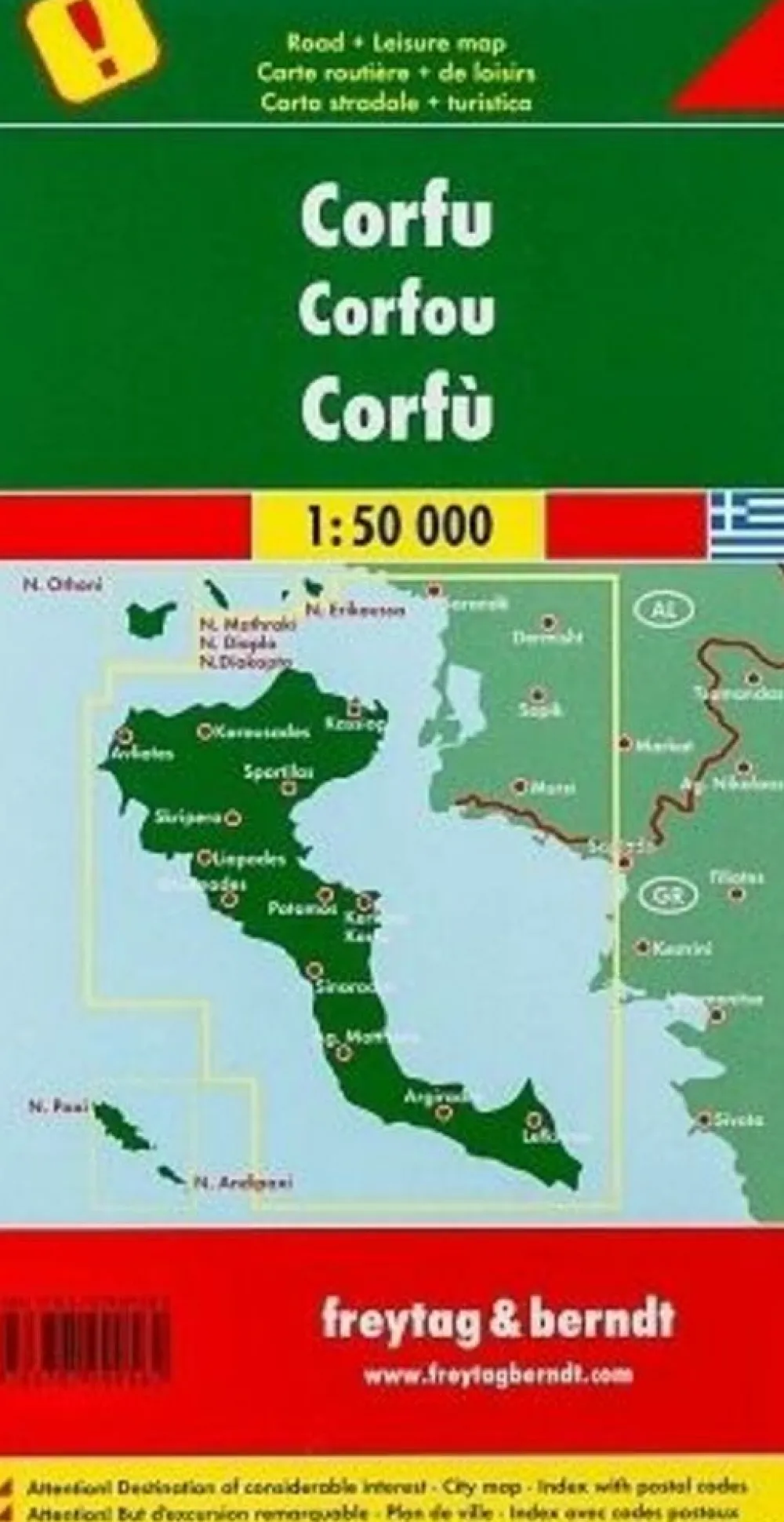 Freytag en Berndt Balkan, Griekenland & Cyprus|Wegenkaart Corfu Korfoe 1:50.000
