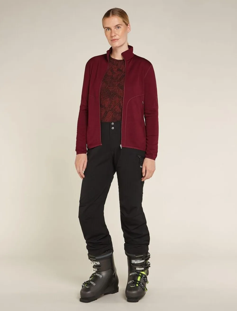 DAMES Icebreaker Vesten|W Merino 560 Realfleece Element II LS Z