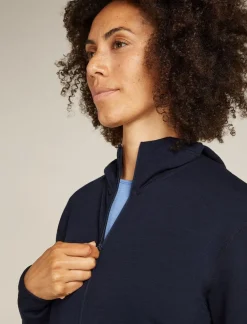 DAMES Icebreaker Vesten|W Merino 360 Realfleece Elemental LS Z Hood