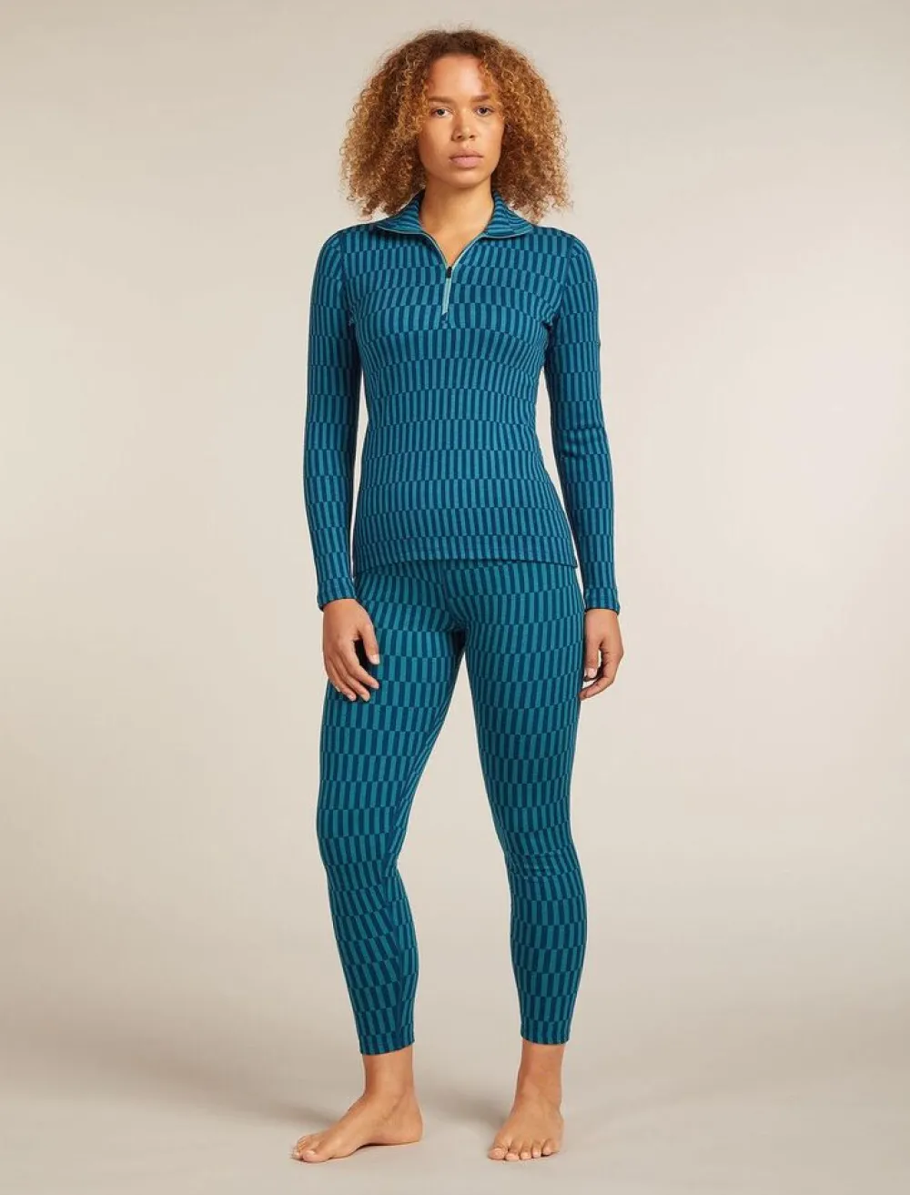 DAMES Icebreaker Truien|Ondergoed Dames|W Merino 260 Tech Vertex LS Half Zip Snow Grid AO