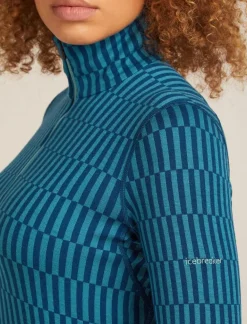 DAMES Icebreaker Truien|Ondergoed Dames|W Merino 260 Tech Vertex LS Half Zip Snow Grid AO
