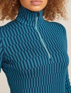 DAMES Icebreaker Truien|Ondergoed Dames|W Merino 260 Tech Vertex LS Half Zip Snow Grid AO