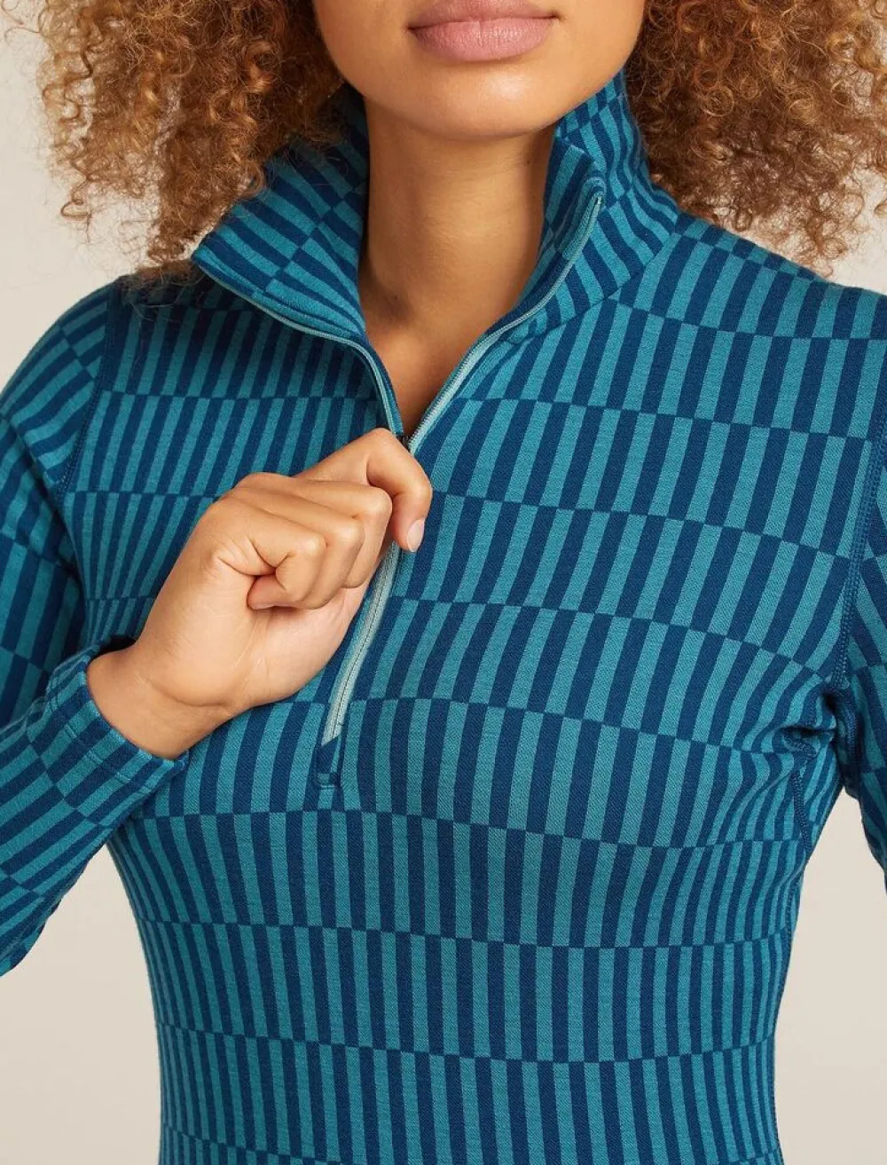 DAMES Icebreaker Truien|Ondergoed Dames|W Merino 260 Tech Vertex LS Half Zip Snow Grid AO