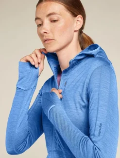 DAMES Icebreaker Vesten|W Merino Realfleece Descender LS Zip Hoodie