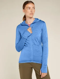DAMES Icebreaker Vesten|W Merino Realfleece Descender LS Zip Hoodie