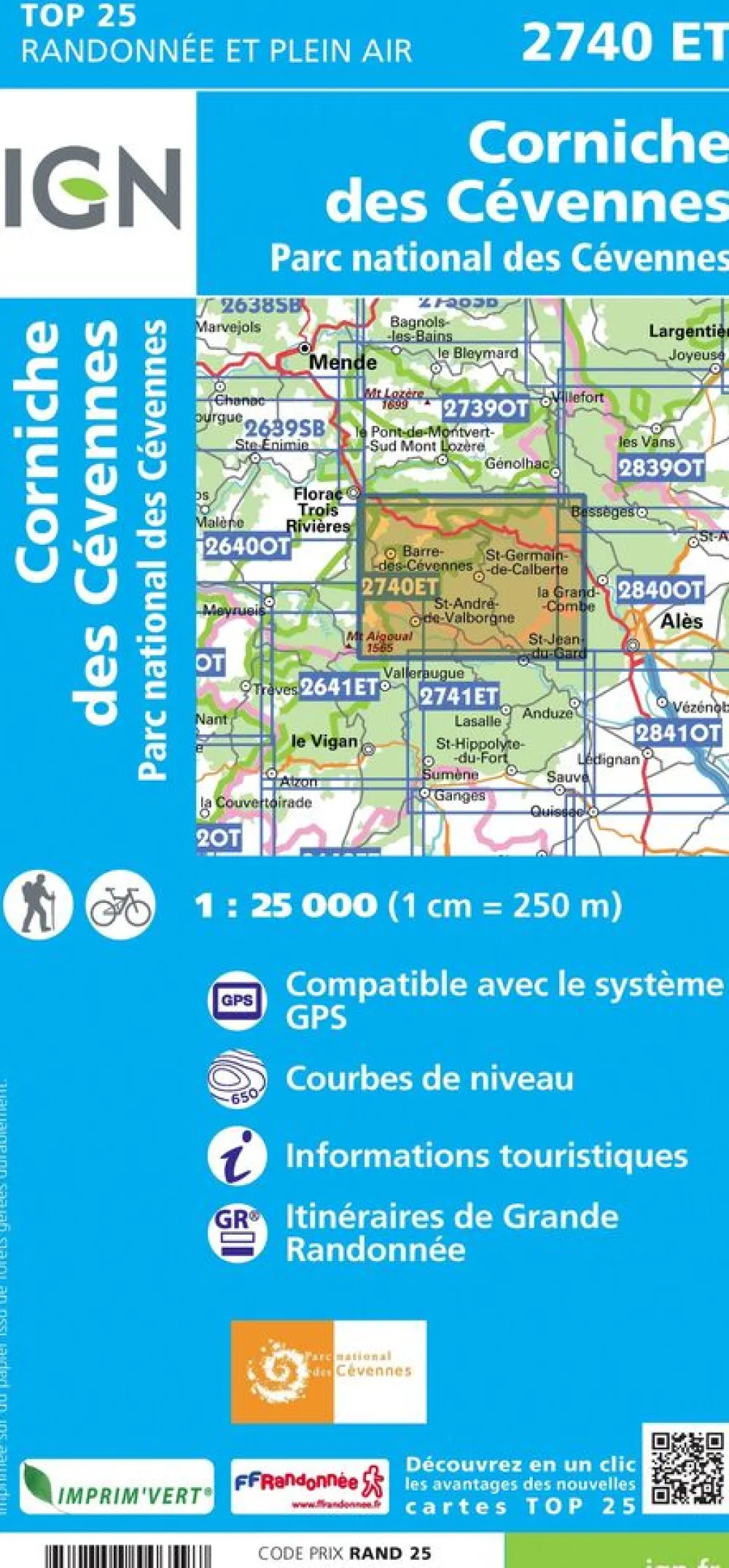 IGN Frankrijk|2740ET Corniche des Cévennes