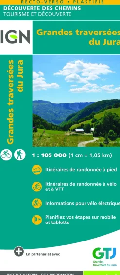 IGN Wandelen Over De Gr5|Frankrijk|Grande Traversées du Jura wandel-fietskaart