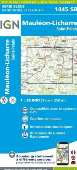 IGN Frankrijk|Topografische kaart 1445SB Mauléon-Licharre