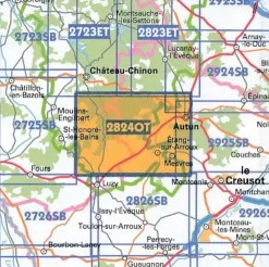 IGN Frankrijk|Wandelkaart Autun Mont Beuvray 2824 OT