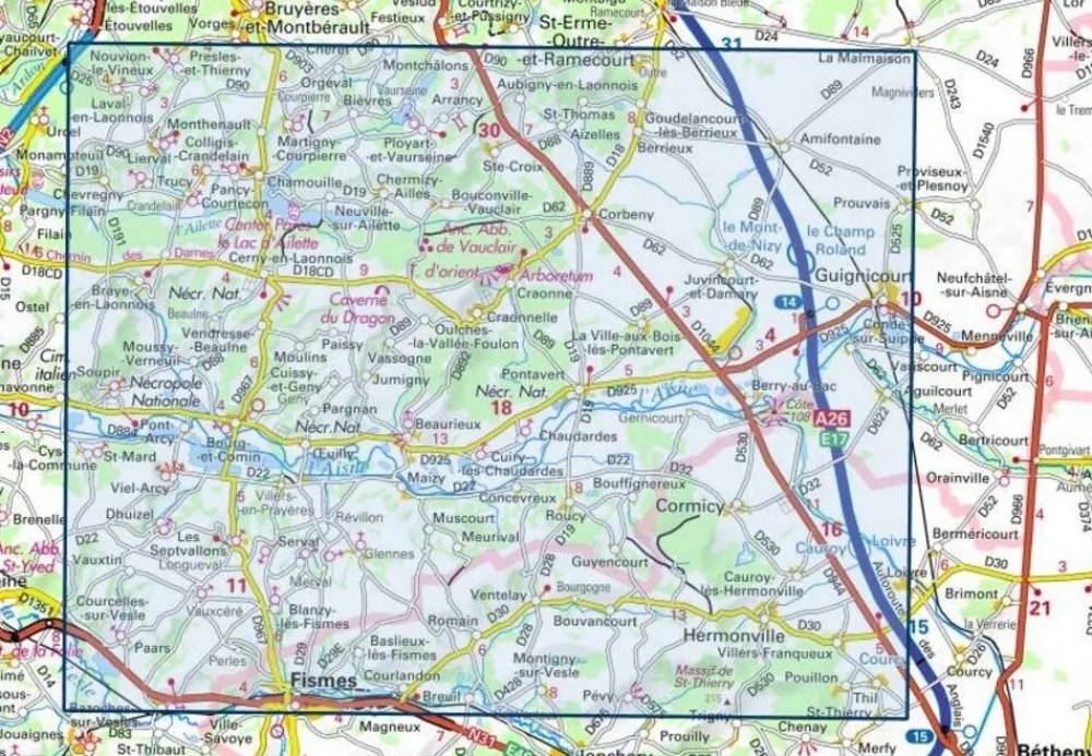 IGN Frankrijk|Wandelkaart Craonne/Beaurieux 2711 SB 1:25.000