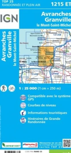 IGN Frankrijk|Wandelkaart 1215et Avranches - Le Mont-St-Michel