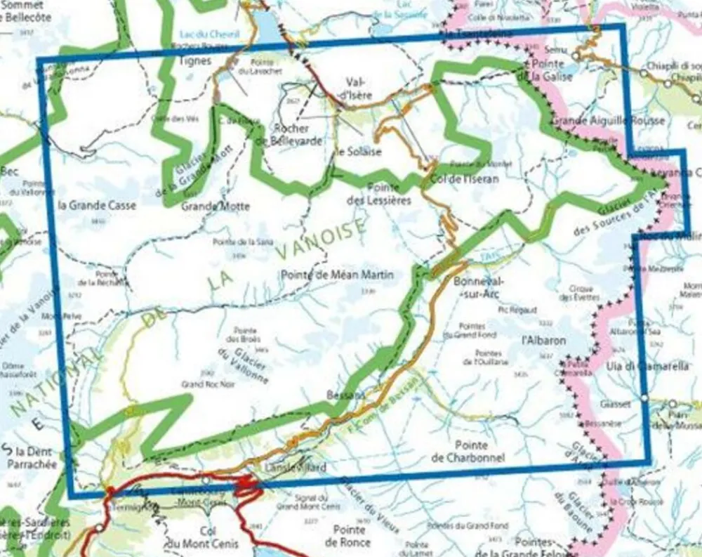 IGN Frankrijk|Wandelkaart 3633et Tes Val-d'Isère