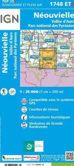 IGN Frankrijk|Wandelkaart Néouville/vallee d aure 1748ETR 1/25