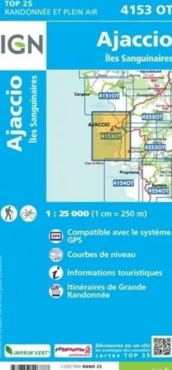 IGN Frankrijk|Wandelkaart 4153ot Ajaccio Îles Sanguinaires