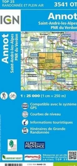 IGN Frankrijk|Wandelkaart 3541ot Annot - St-André les Alpes