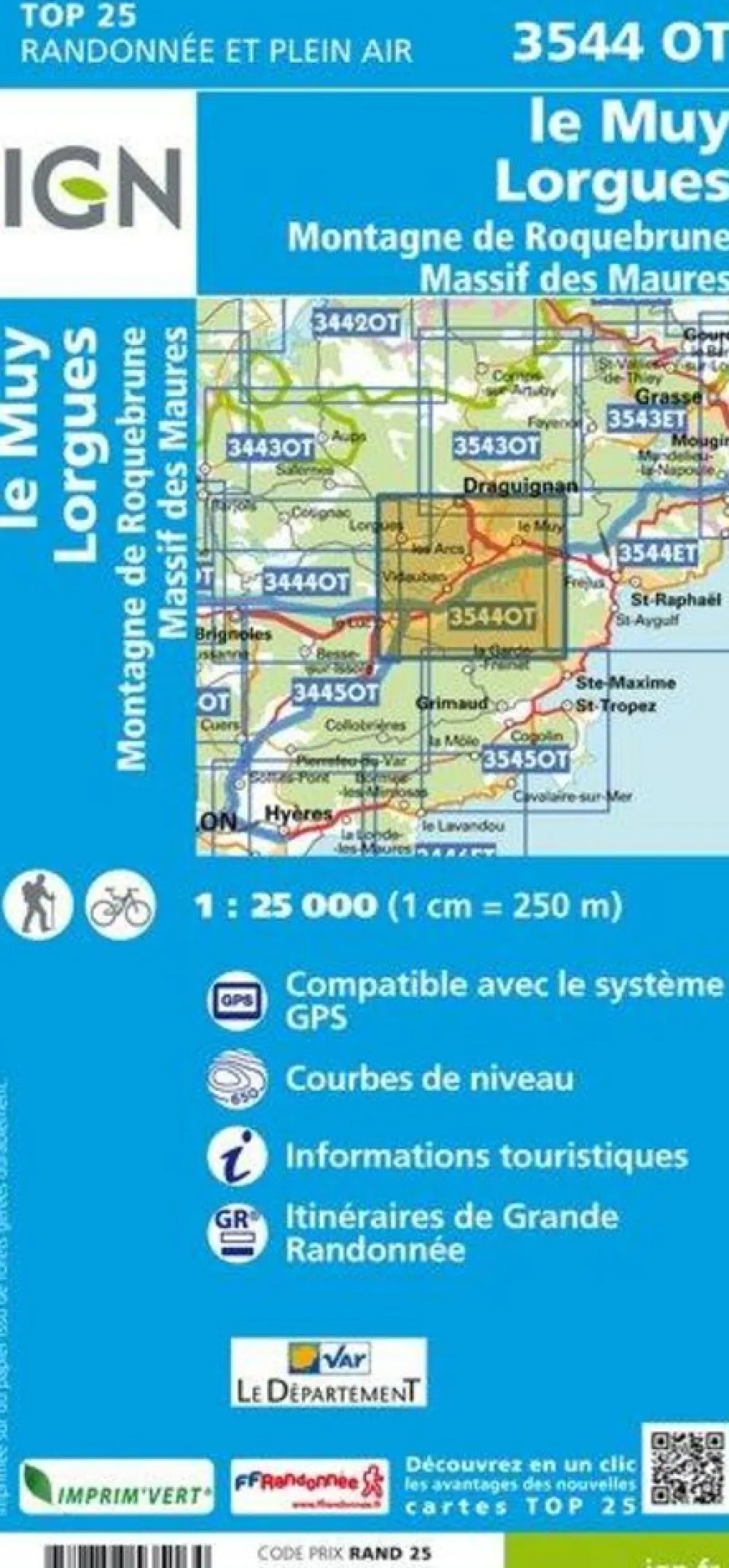 IGN Frankrijk|Wandelkaart 3544ot Le Muy - Lorgues