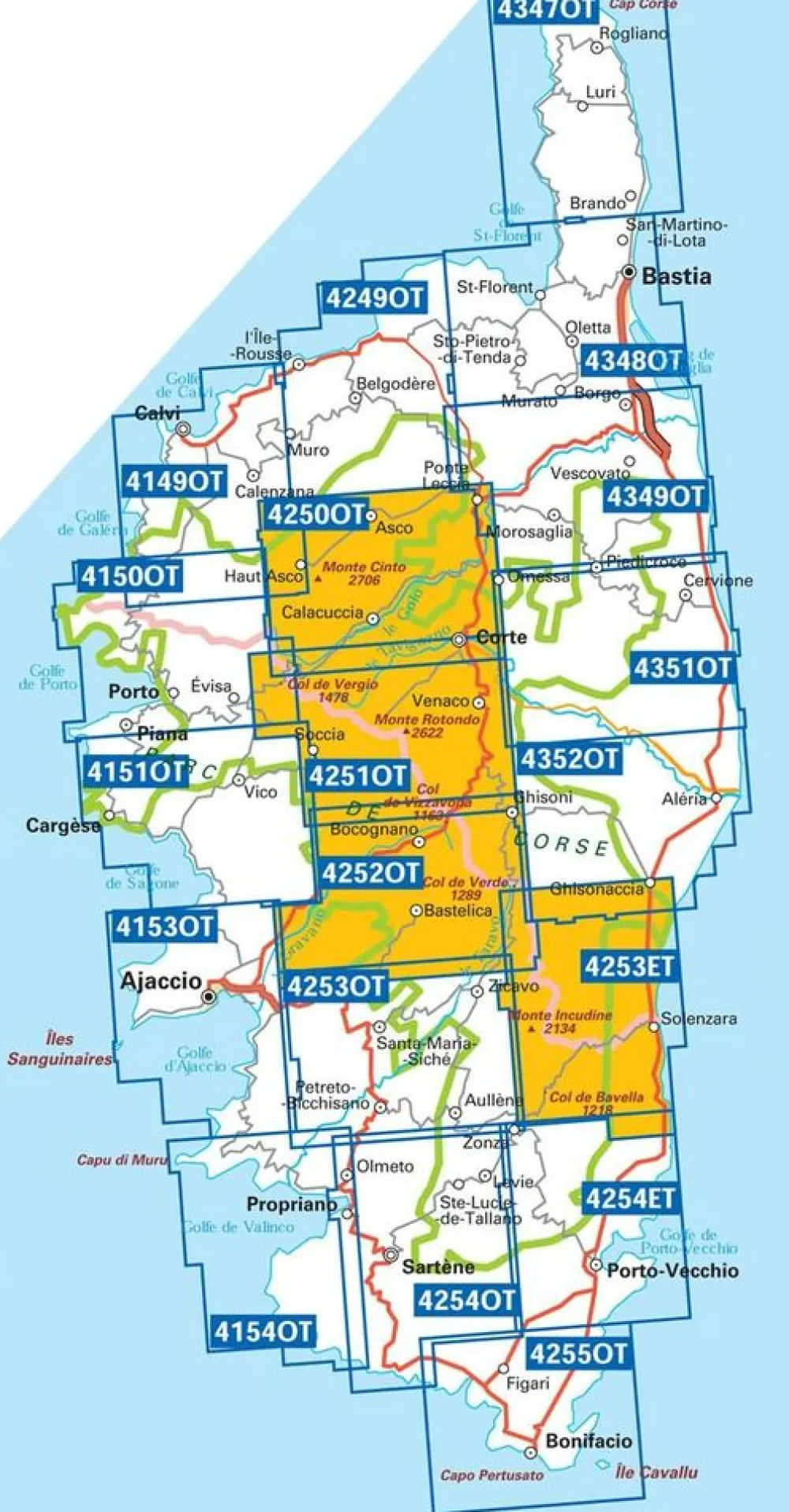 IGN Frankrijk|Wandelkaart 4253ot Petreto-Bicchisano