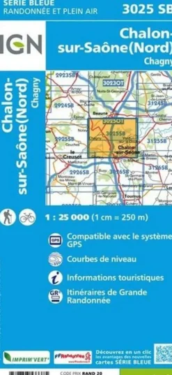 IGN Frankrijk|Wandelkaart 3025SB Chalon-sur-Saône (Nord)