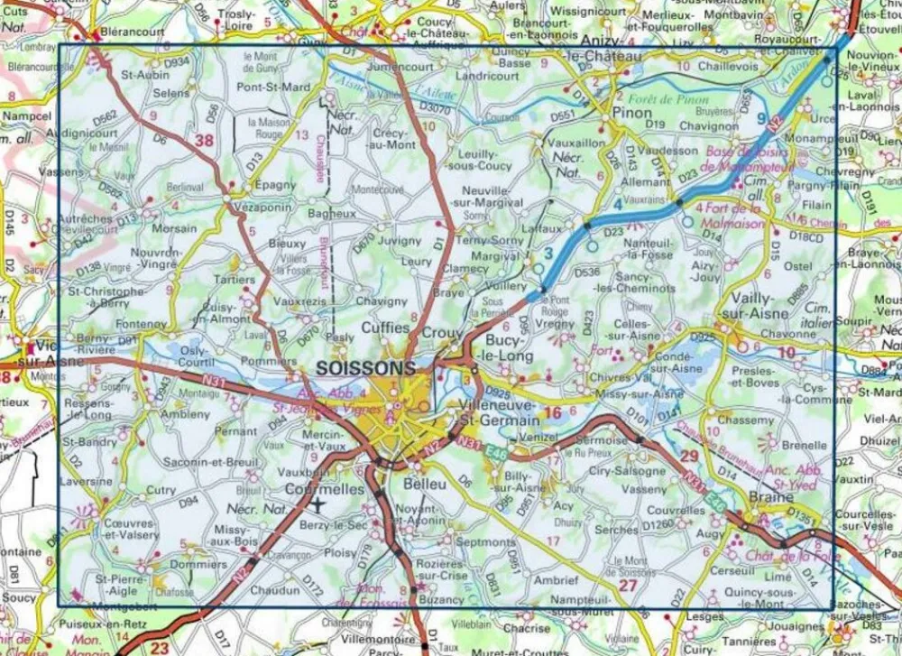 IGN Frankrijk|Wandelkaart Soissons/Braine 1:25.000 2611SB
