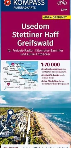 Kompass Duitsland|Fietskaart 3349 Usedom Stettiner Haff