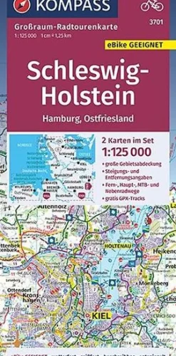 Kompass Duitsland|Fietskaart GRK3701 Schleswig-Holstein