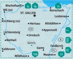Kompass Zwitserland|Wandelkaart 112 Appenzellerland St.Gallen