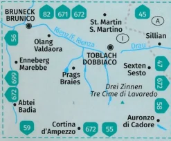 Kompass Italië & Malta|Wandelkaart 57 Bruneck - Brunico - Toblach