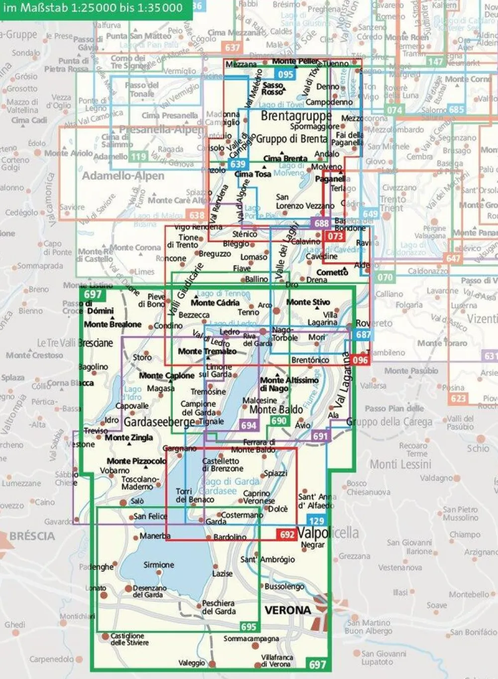 Kompass Italië & Malta|Wandelkaart 697 Gardasee und Umgebung