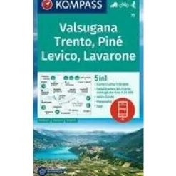 Kompass Italië & Malta|Wandelkaart 75 Valsugana, Trento, Piné