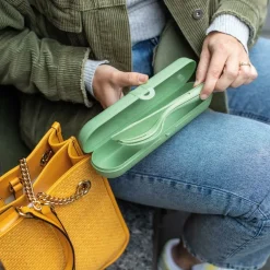 KOZIOL Campingservies|Klikk houder voor bestek nature leaf green