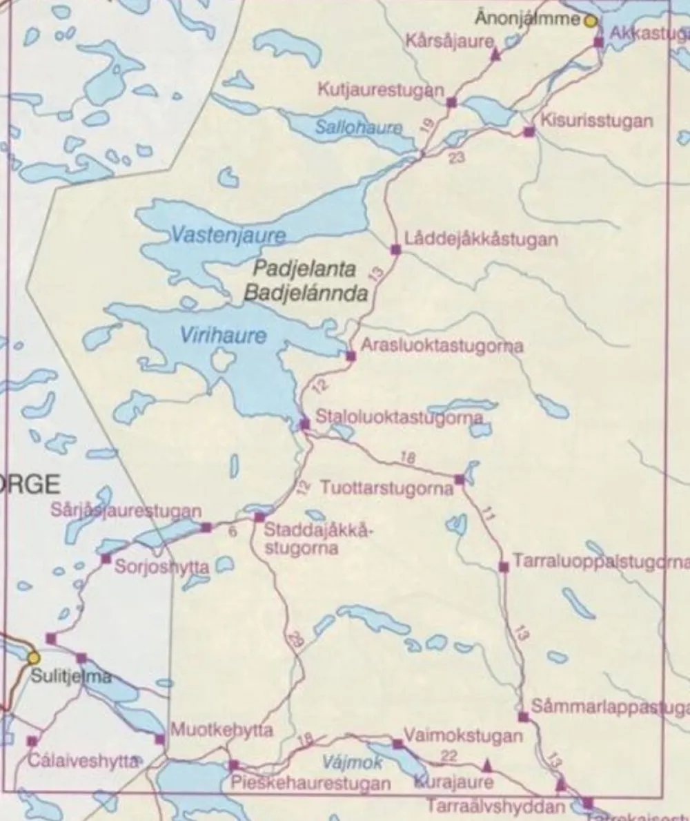 Lantmäteriet Scandinavië & Ijsland|Wandelkaart BD9 Padjelanta Sulitelma