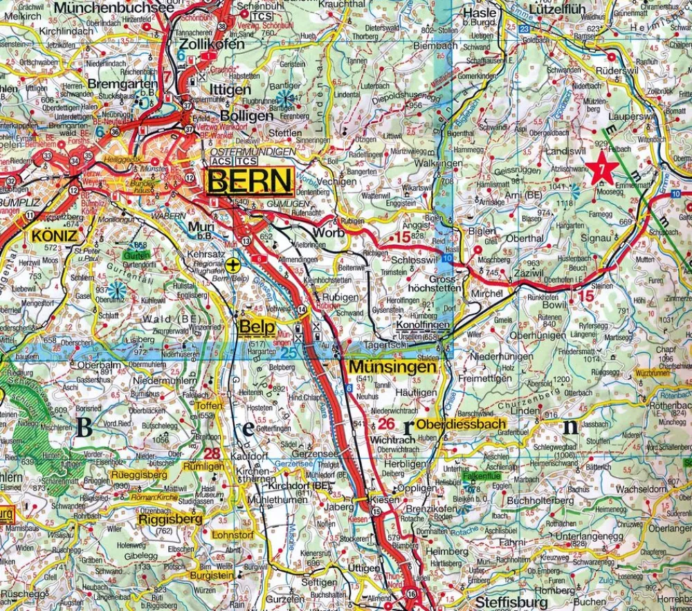 Marco Polo Zwitserland|Wegenkaart Zwitserland West