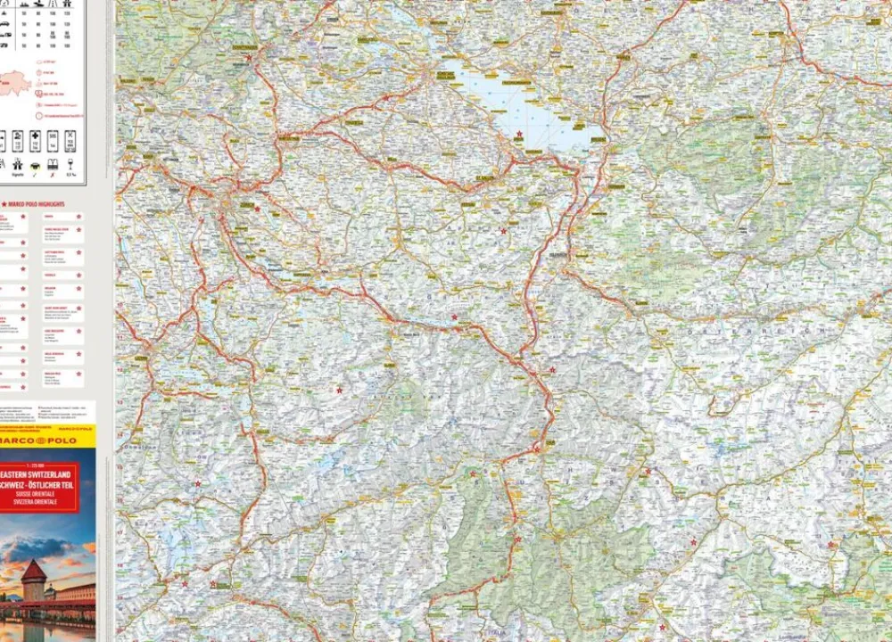 Marco Polo Zwitserland|Wegenkaart Zwitserland Oost Centraal