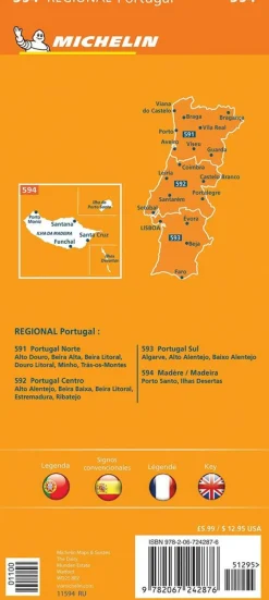 Michelin Spanje & Portugal|Wegenkaart 594 Madeira
