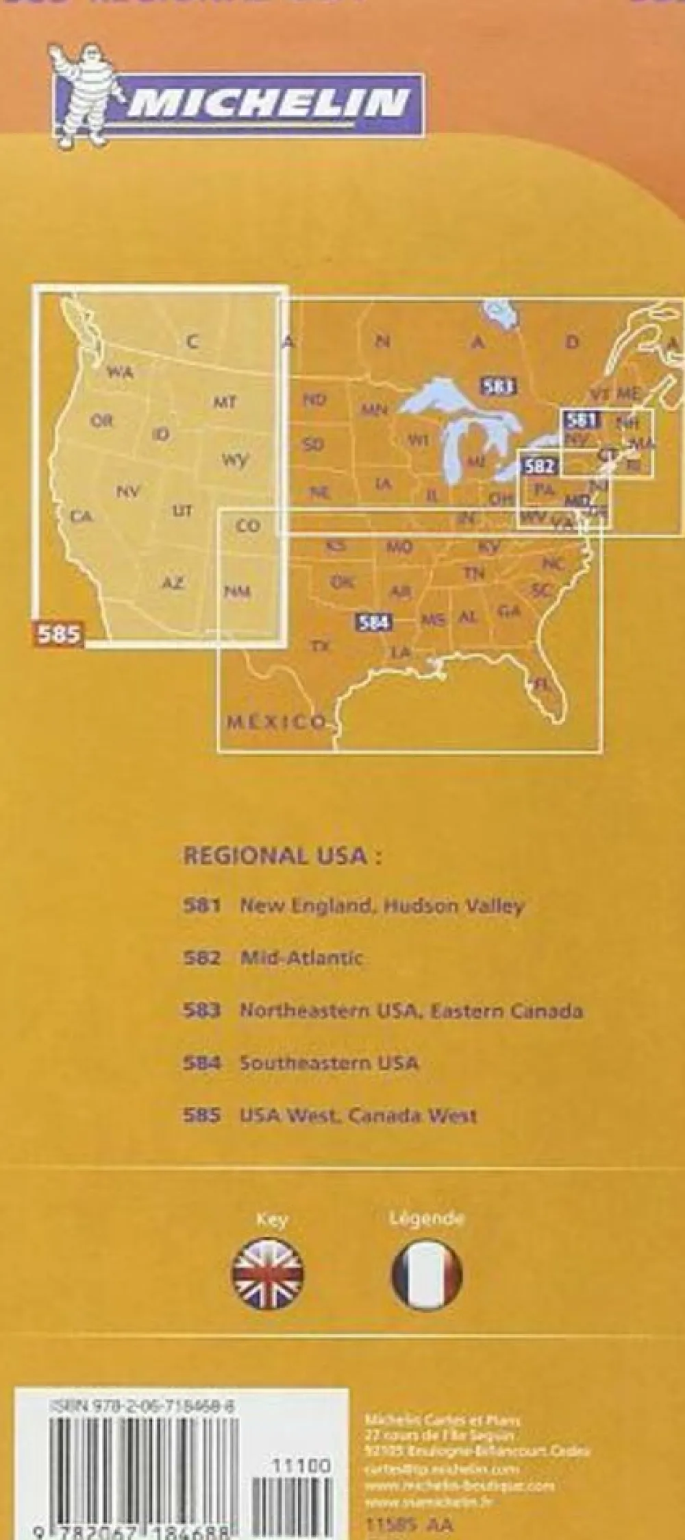 Michelin Verenigde Staten|Canada|Wegenkaart 585 USA West, Canada West