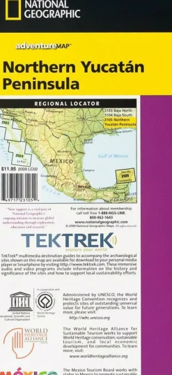 National Geographic Mexico|Landkaart Yucatan Noord Adventure Map