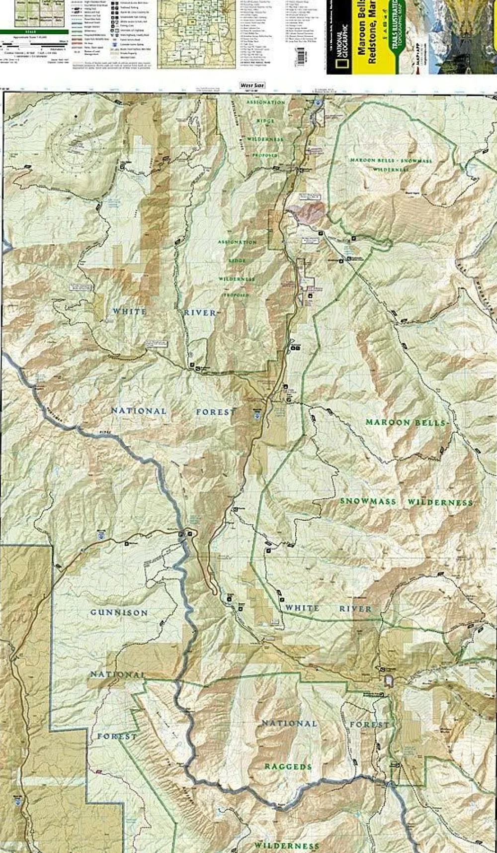 National Geographic Verenigde Staten|Wandelkaart 128 Maroon Bells - Redstond - Marble