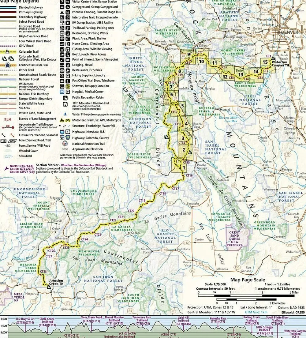 National Geographic Verenigde Staten|Wandelkaart Colorado Trail Noord - Monarch to Denver