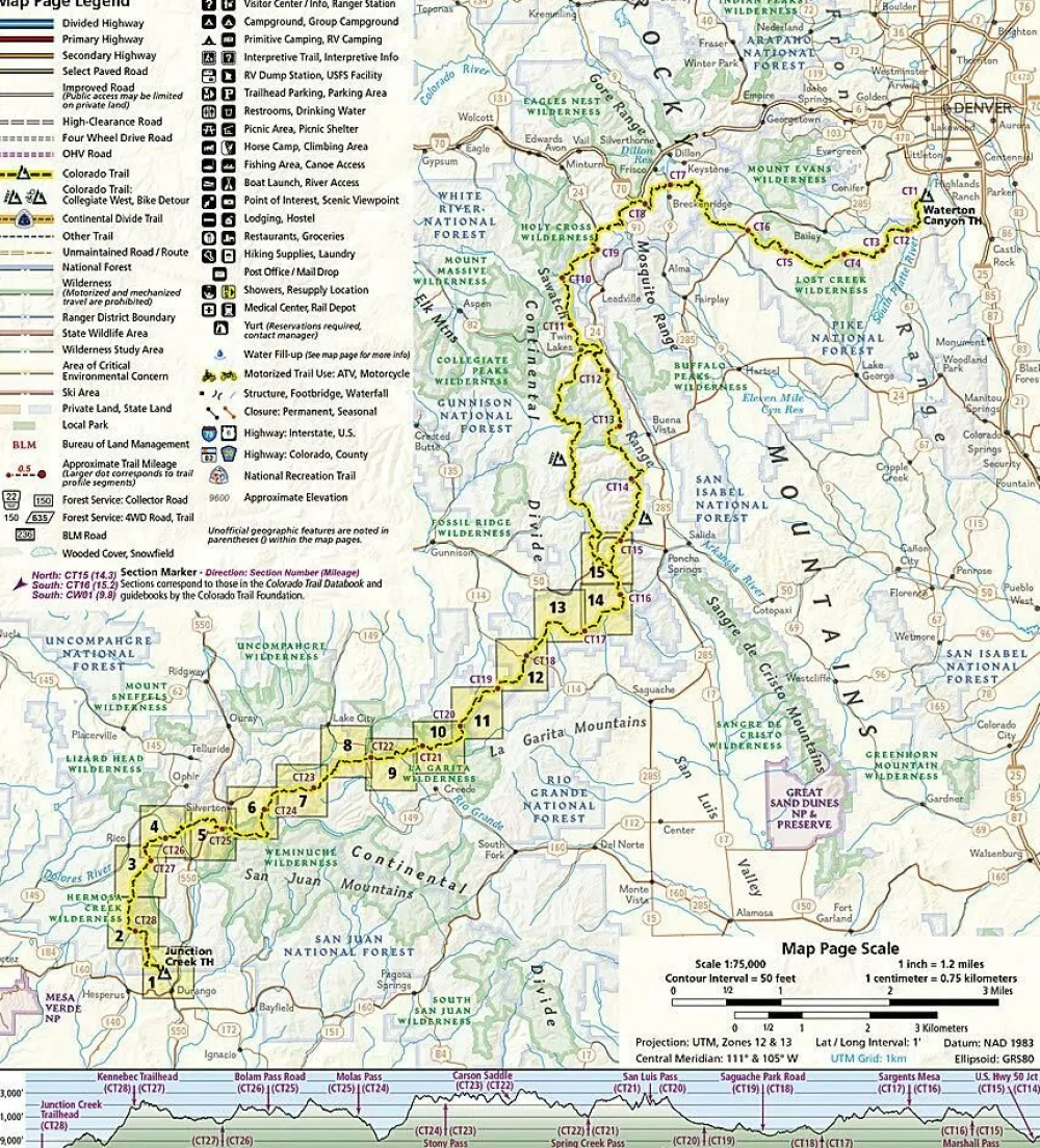 National Geographic Verenigde Staten|Wandelkaart Colorado Trail Zuid