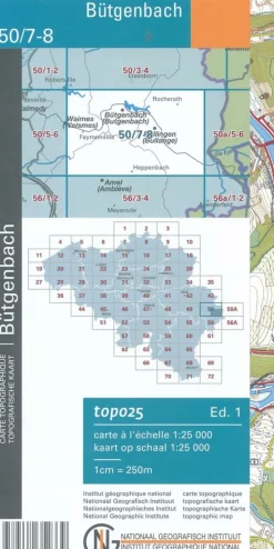 NGIB Benelux|Topografische kaart 50/7-8 Bütgenbach