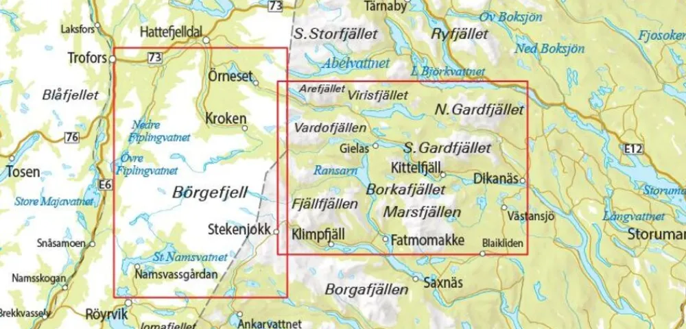 Norstedts Zweden Scandinavië & Ijsland|Outdoormap 07 Börgefjell - Kittelfjäll